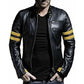 Men’s Stripe Biker Retro Leather Jacket