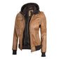 Women Camel Brown Bomber Leather Jacket