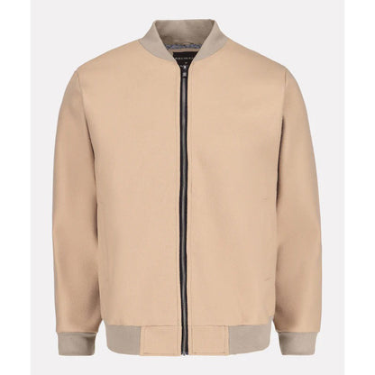 Camel Brown Wool Bomber Jacket