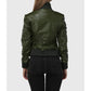 Womens Green Bomber Leather Jacket