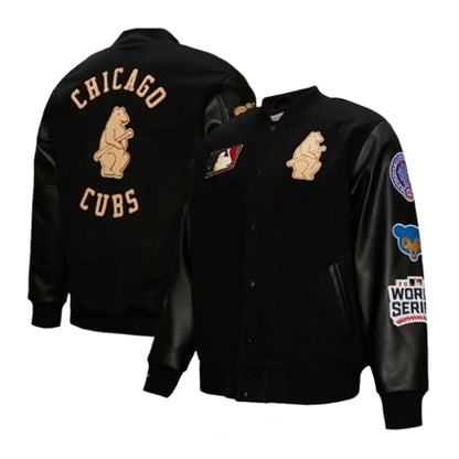 Chicago Cubs Mitchell &amp; Ness Black Blackout Varsity Jacket
