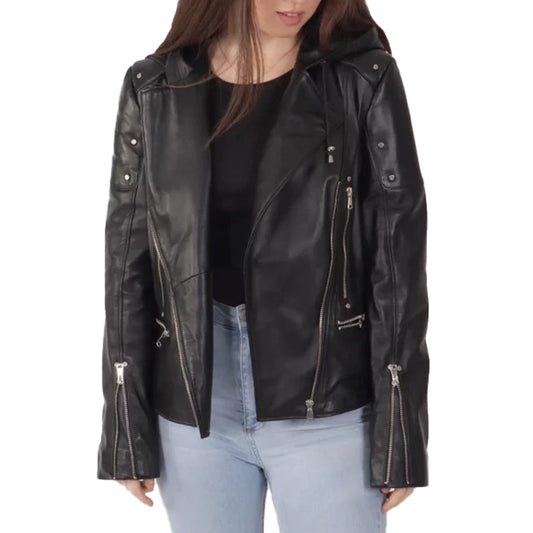 Women's Black Biker Leather Jacket