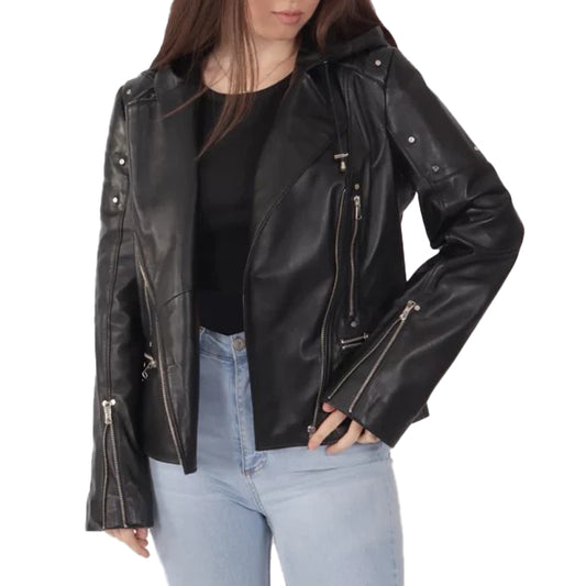 Women’s Black Biker Leather Jacket