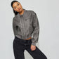 Crop Washed Faux Leather Bomber Jacket