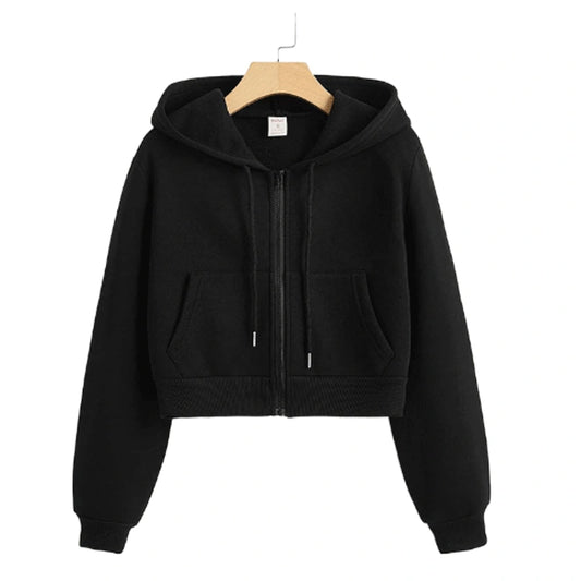 Cropped Zip Up Hoodie