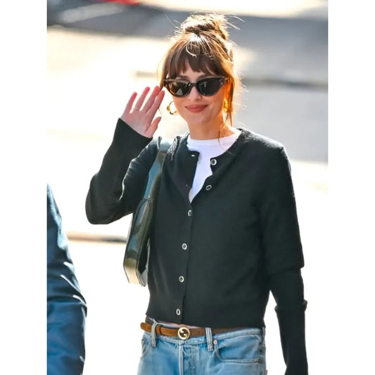 Dakota Johnson Black Knitted Cardigan