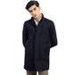Dark Blue Wool Blended Long Coat