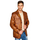 Men’s Real Tan Brown Leather Trench Coat