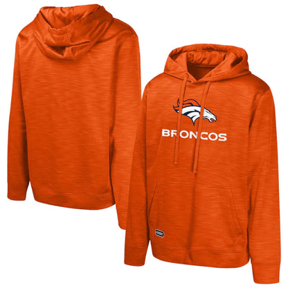 Denver Broncos Orange Streak Fleece Pullover Hoodie Front &amp; Back