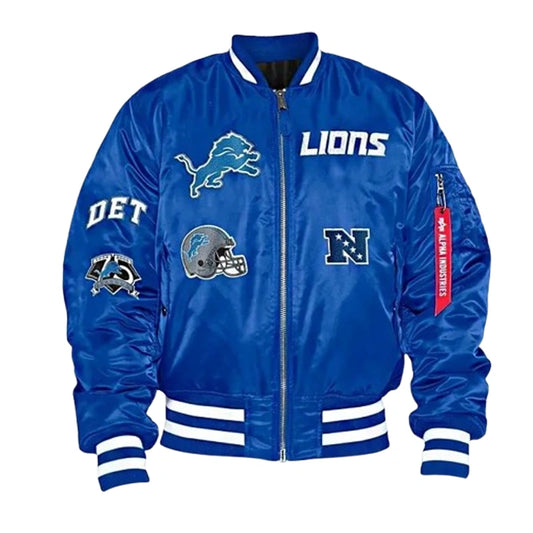 Detroit Lions Blue Bomber Jacket