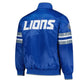 Detroit Lions Starter Blue Scout I Full-Snap Varsity Jacket