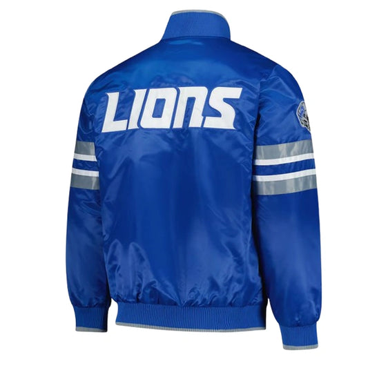 Detroit Lions Starter Blue Scout I Full-Snap Varsity Jacket