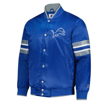 Detroit Lions Starter Blue Scout I Full-Snap Varsity Jacket