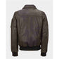 Mens Vintage Bomber Distressed Brown Jacket