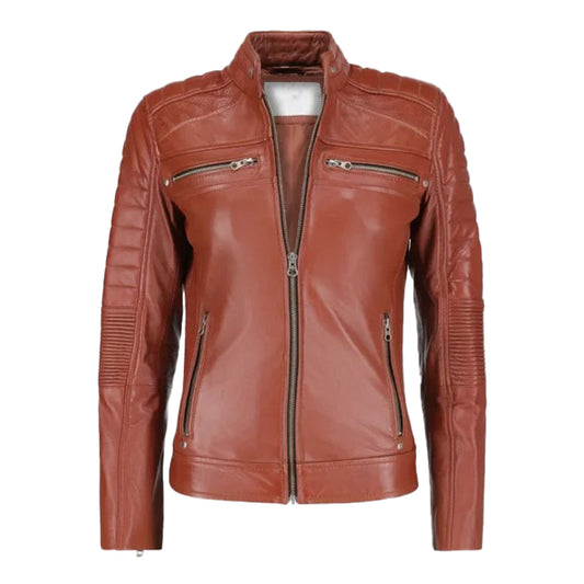 Women’s Brown Biker Leather Jacket