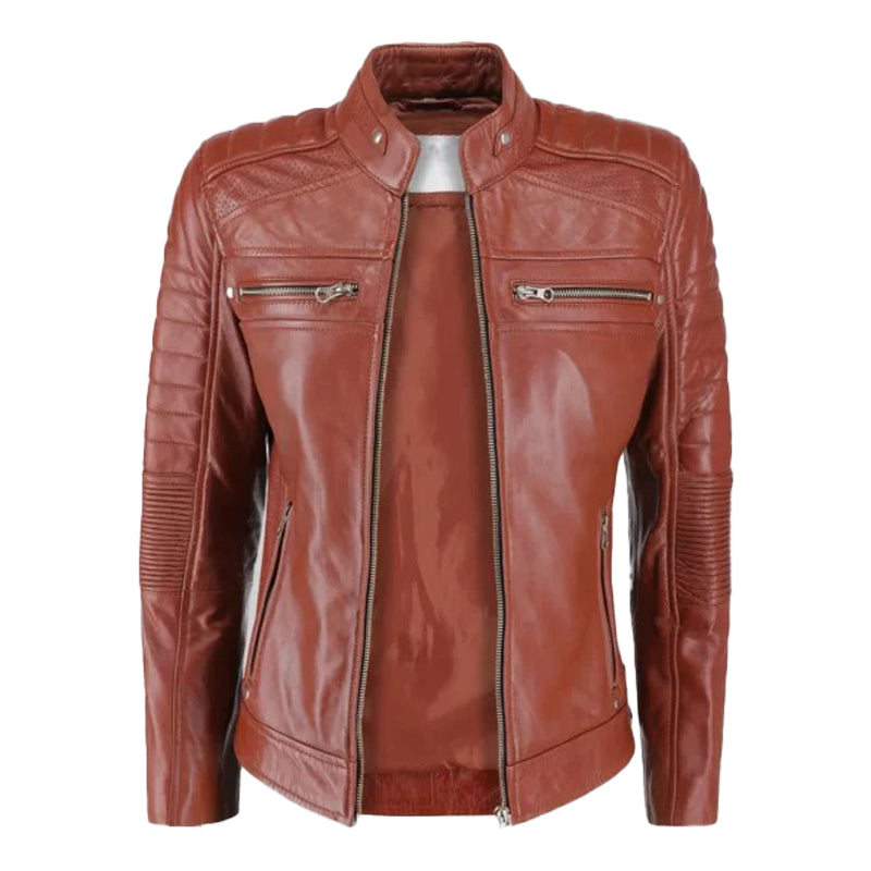 Women’s Brown Biker Leather Jacket