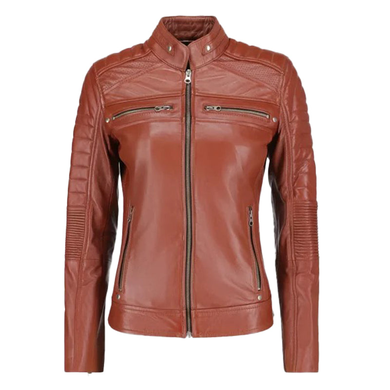 Women’s Brown Biker Leather Jacket