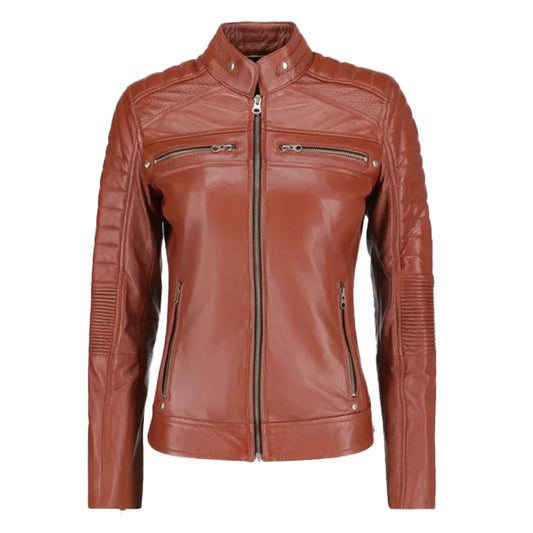 Women’s Brown Biker Leather Jacket