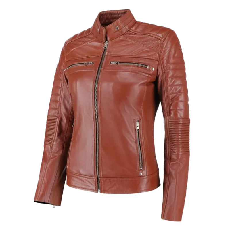 Women’s Brown Biker Leather Jacket