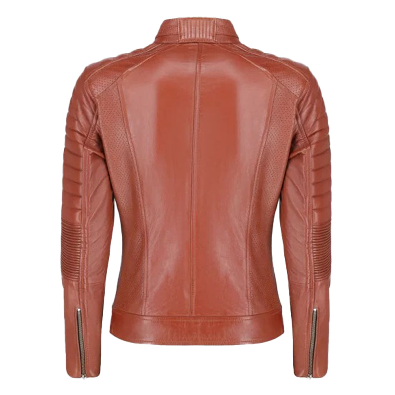 Women’s Brown Biker Leather Jacket