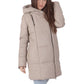 Women’s Cream Leather Puffer Jacket