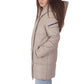 Women’s Cream Leather Puffer Jacket