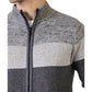Grey Two Tone Chunky Knitted Zipper Jacket
