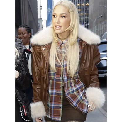 Gwen Stefani Brown Shearling Jacket