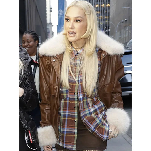 Gwen Stefani Brown Shearling Jacket