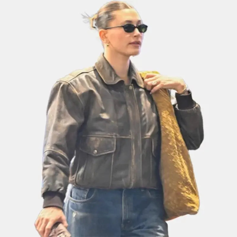 Hailey Bieber Los Angeles Brown Leather Jacket