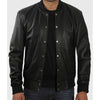 Men’s Black Leather Varsity Jacket