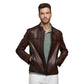 Men’s Real Dark Brown Leather Biker Style Jacket