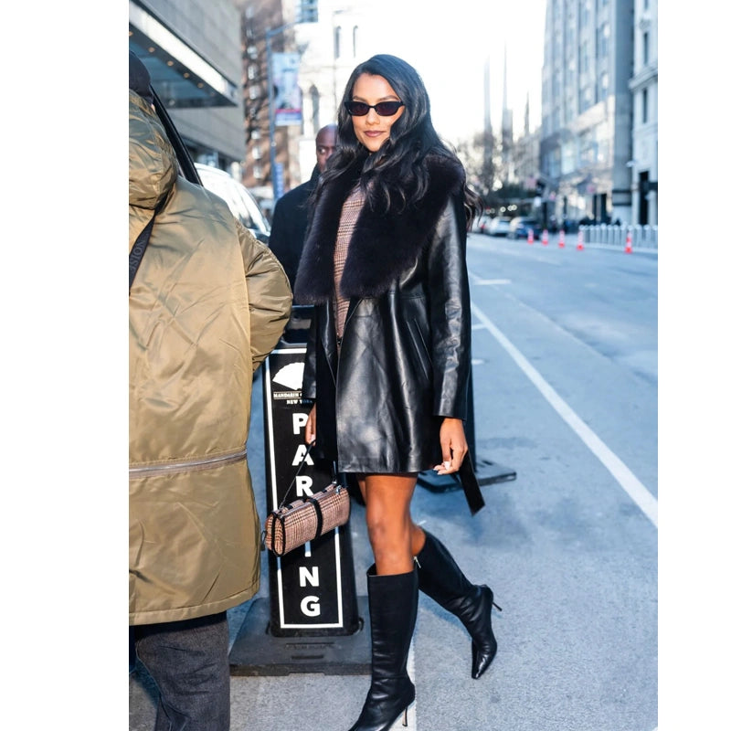 Kelsey Belted Leather Jacket
