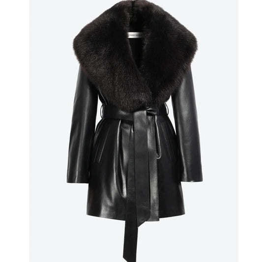 Kelsey Belted Leather Jacket