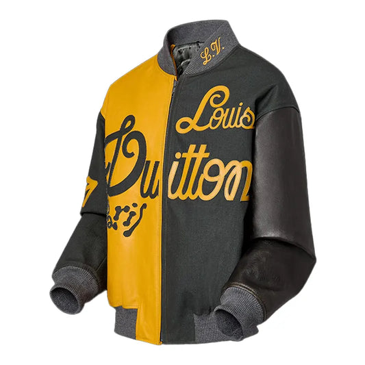 LV Mix Canvas Leather Bomber Jacket