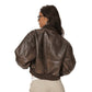 Ladies Brown Bomber Leather Jacket