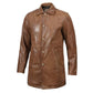 Men’s Real Leather Camel Brown 3 4 Length Car Coat