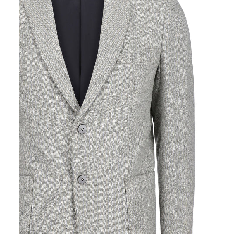 Light Grey Herringbone Wool & Cashmere Blazer