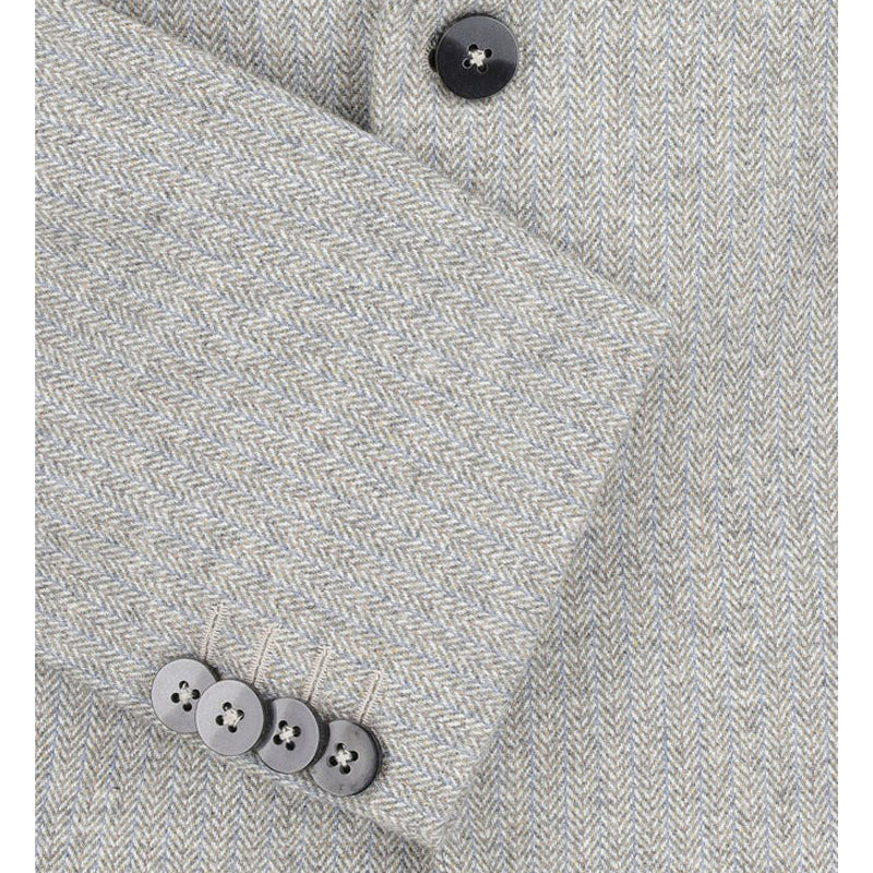Light Grey Herringbone Wool & Cashmere Blazer