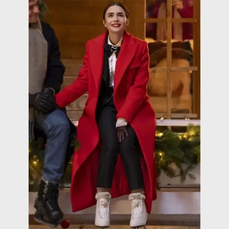 Lily Collins Emily in Paris S04 Red Coat