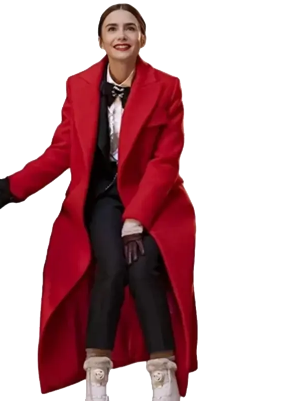 Lily Collins Emily in Paris S04 Red Coat