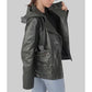 Women’s Black Hooded Biker Leather Jacket