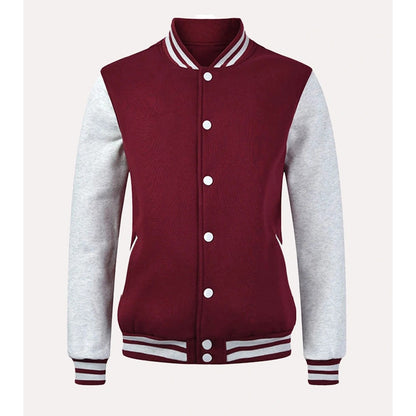 Womens Maroon and Grey Varsity Jacket