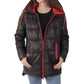 Women’s Black Hooded Leather Puffer Jacket