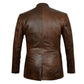 Men Dark Brown Leather Blazer