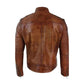 Men Quilted Distressed Brown Jacket