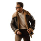 Men’s Brown Shearling Leather Long Jacket Coat