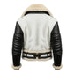 Men’s Black & White Aviator B3 Bomber Leather Jacket