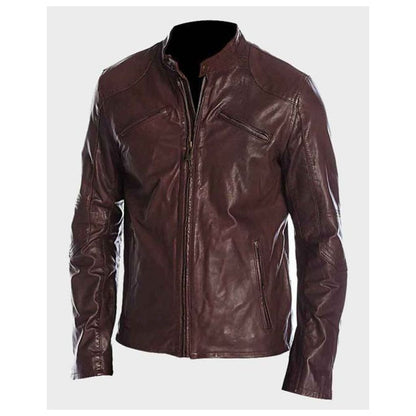 Mens Café Racer Maroon Jacket