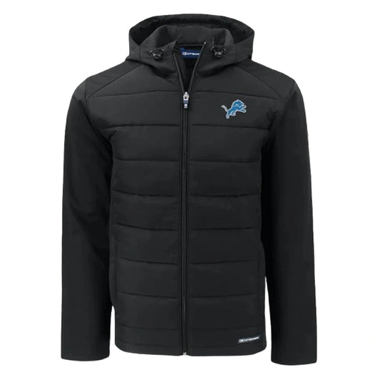 Men’s Detroit Lions Cutter & Buck Black Hybrid Eco Hooded Jacket